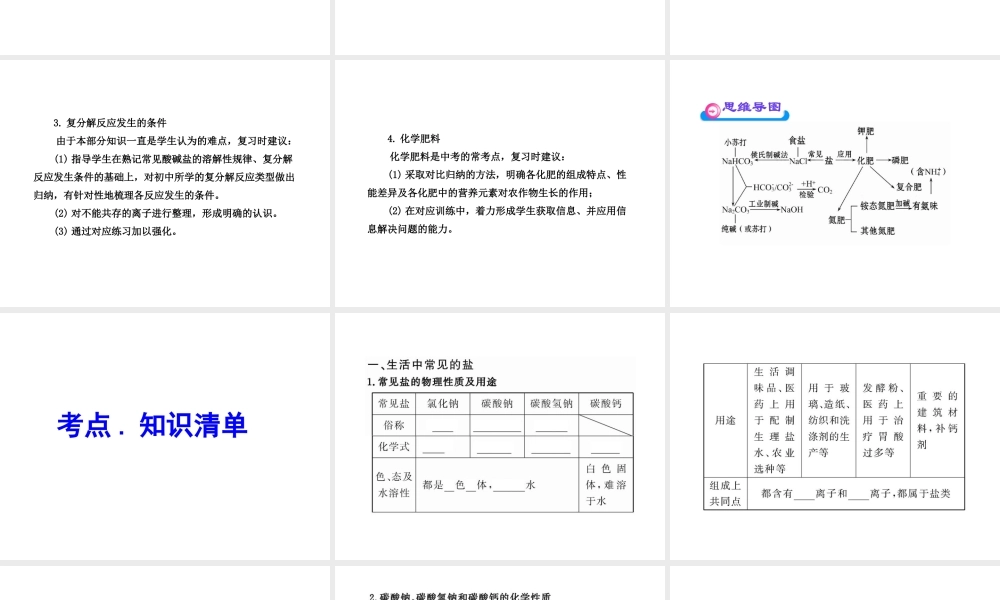 2012年中考化学第一轮复习 第十一单元 盐化肥课件 人教新课标版