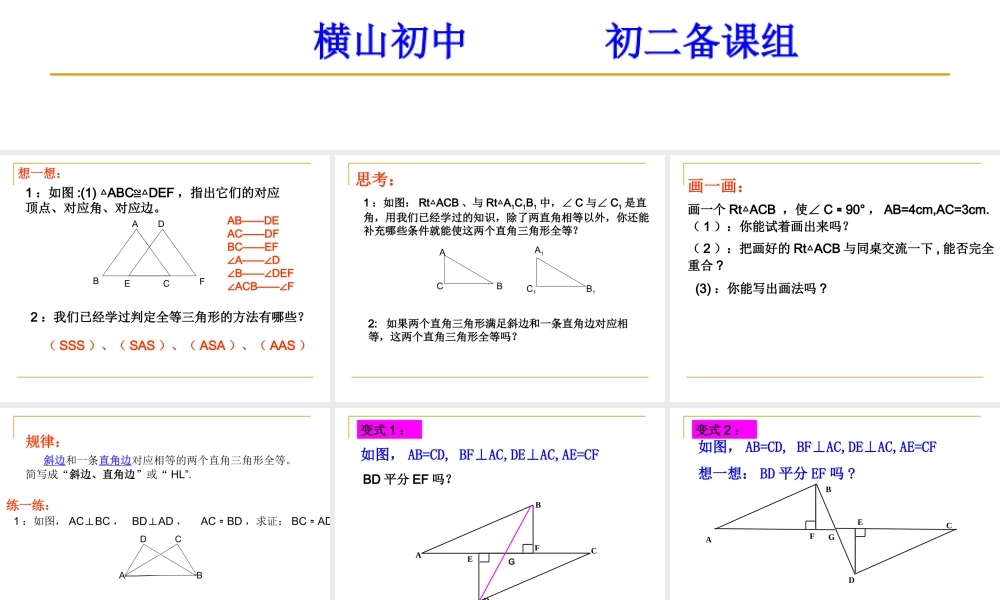 11.2.4 三角形全等的条件4直角三角形