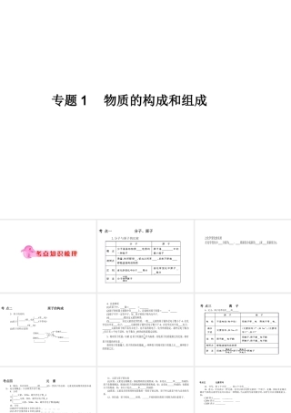 2012年中考化学第一轮复习 专题1《物质的构成和组成》课件 新人教版