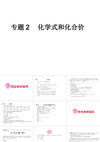 2012年中考化学第一轮复习 专题2《化学式和化合价》课件 人教新课标版