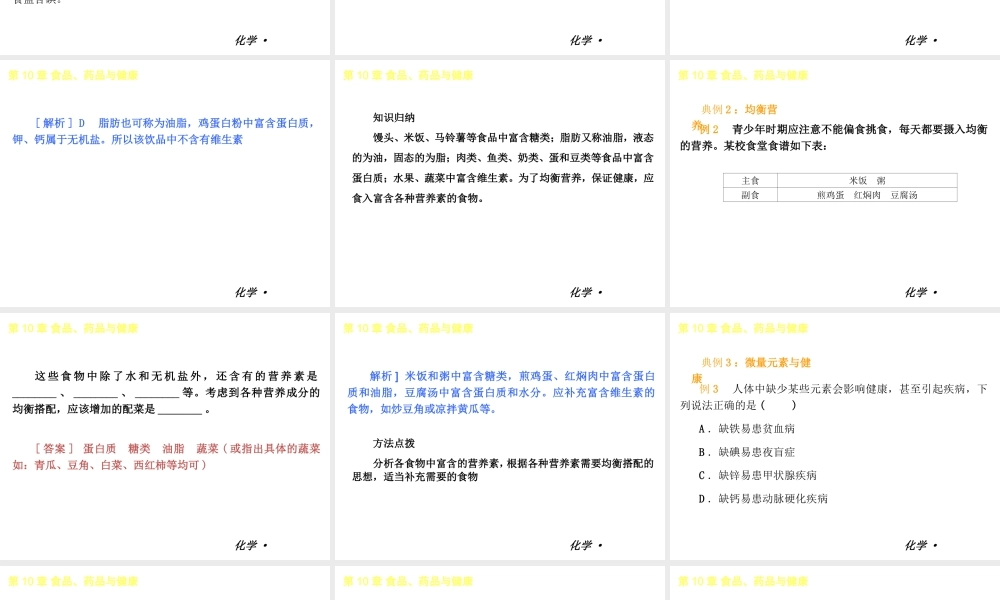 2013年春学期九年级化学 第10章 食品、药品与健康课件 人教新课标版