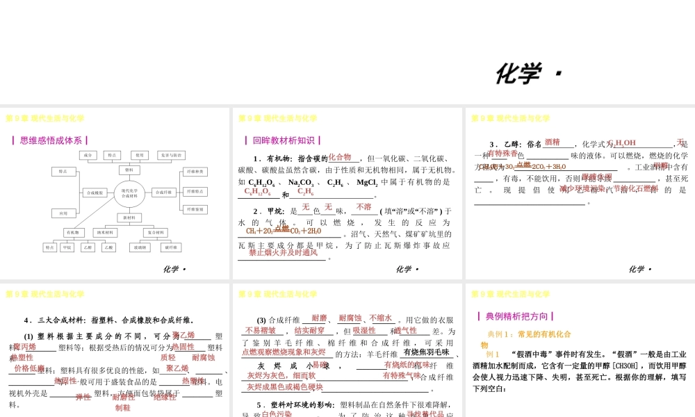 2013年九年级化学春学期 第9章-现代生活与化学教材配套课件 粤教版