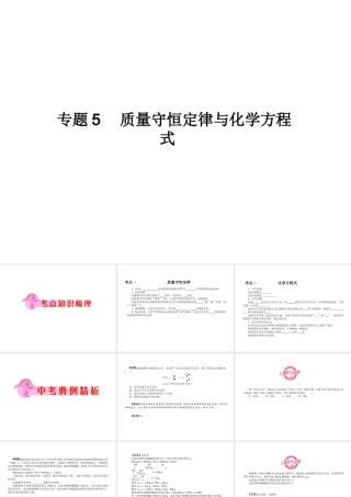 2012年中考化学第一轮复习 专题5《质量守恒定律与化学方程式》课件 新人教版