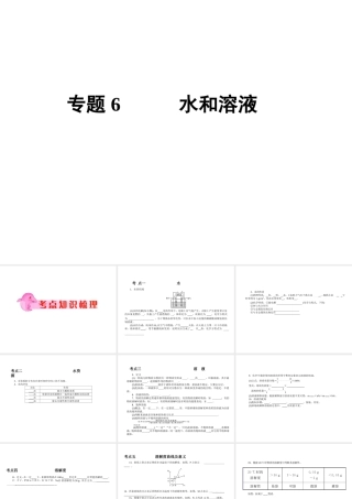 2012年中考化学第一轮复习 专题6《水和溶液》课件 人教新课标版