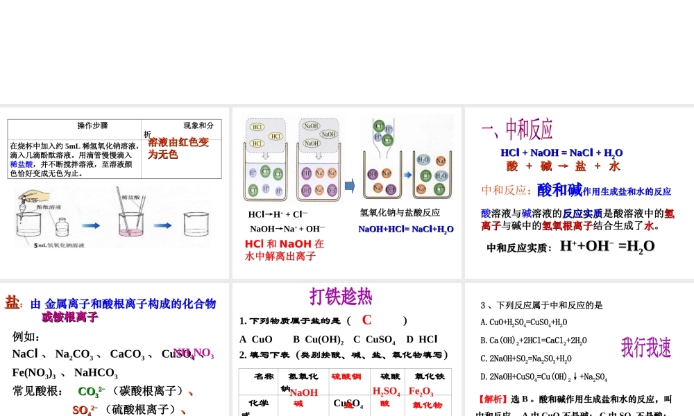 2013年九年级化学下册 10.2 酸和碱的中和反应课件 新人教版