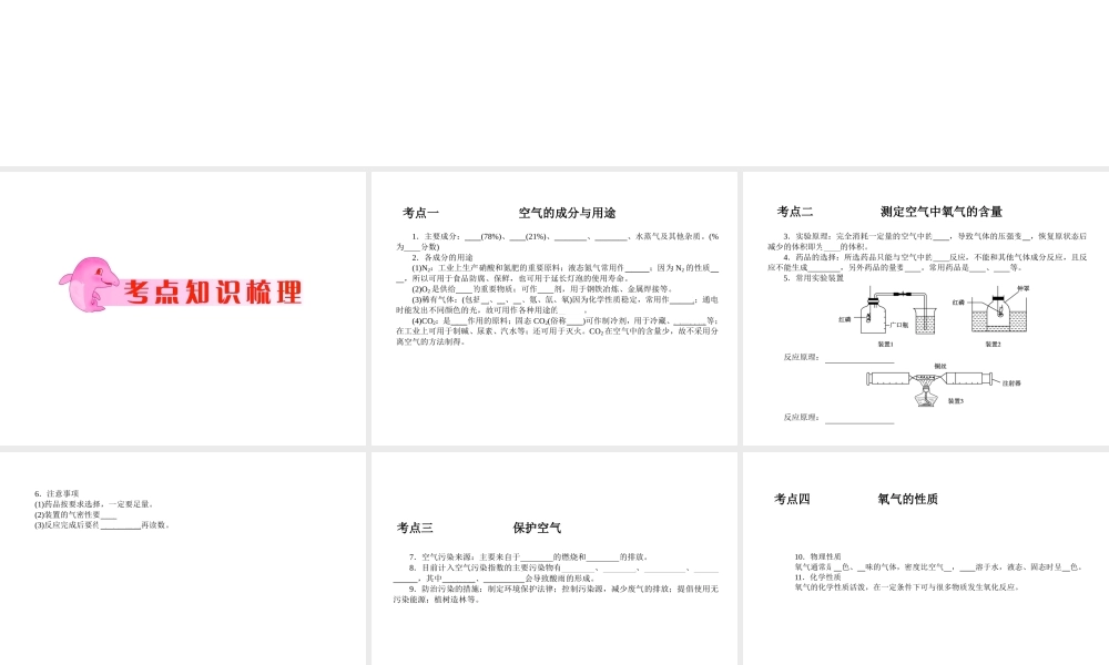 2012年中考化学第一轮复习 专题7《空气(一)》课件 新人教版
