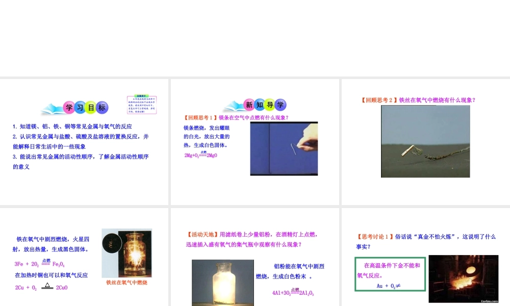 2013年九年级化学下册 第八单元 课题2 金属的化学性质教学课件 新人教版（新课标）