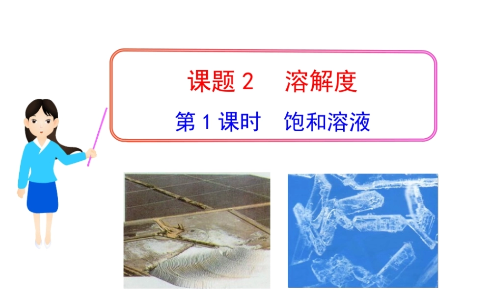 2013年九年级化学下册 第九单元 课题1 饱和溶液教学课件 新人教版（新课标）