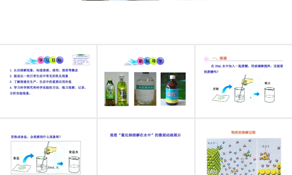 2013年九年级化学下册 第九单元 课题1 溶液的形成教学课件 新人教版（新课标）