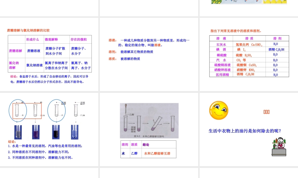 2013年九年级化学下册 第九单元 课题1 溶液的形成教学课件 新人教版（新课标）