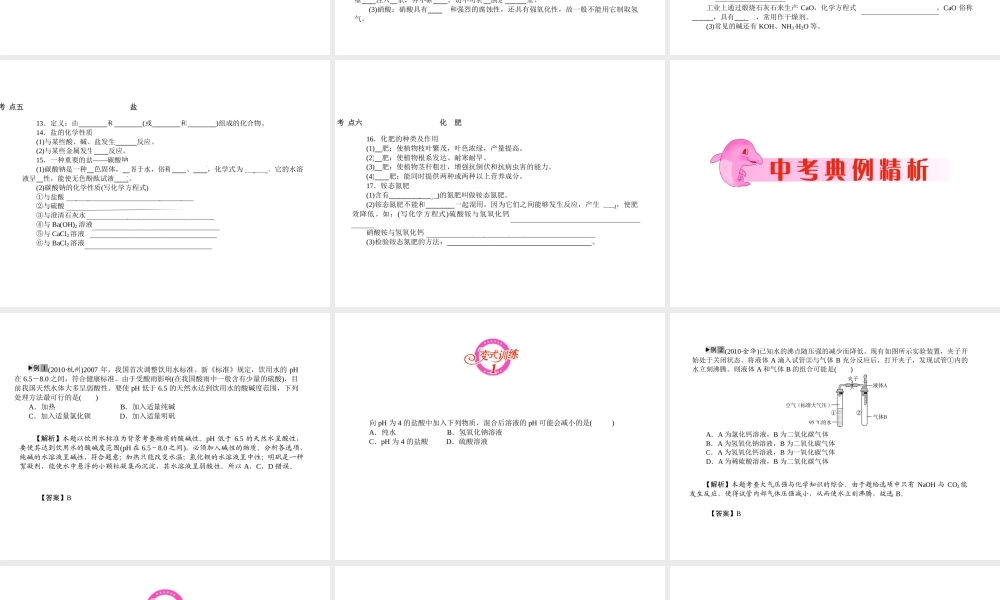 2012年中考化学第一轮复习 专题10《常见的化合物》课件 人教新课标版
