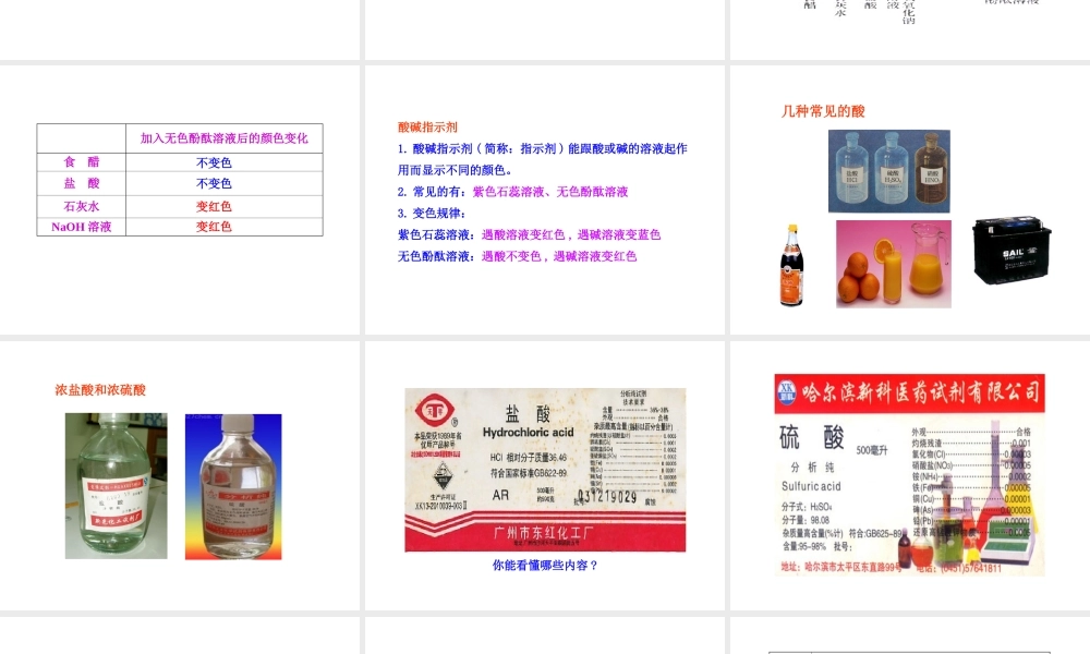 2013年九年级化学下册 第十单元 课题1 常见的酸教学课件 新人教版（新课标）