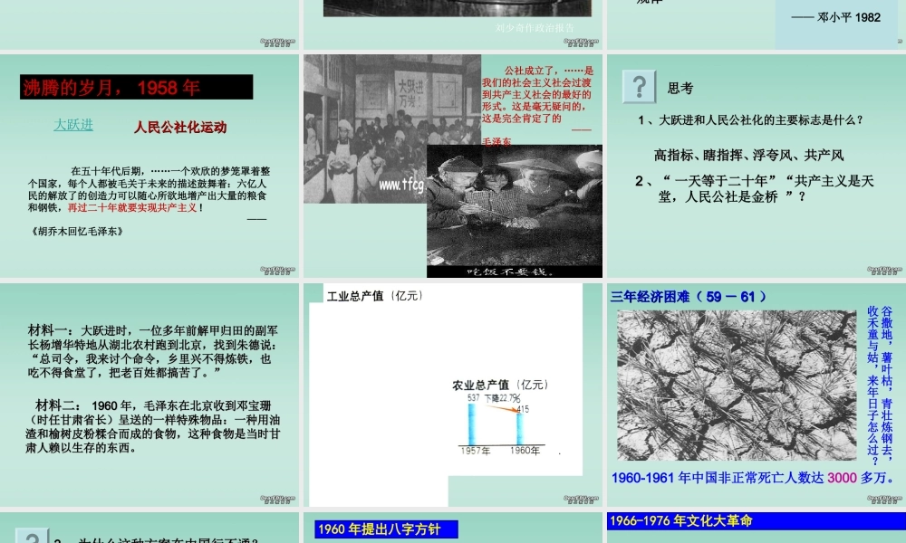 2007学年浙江省高一历史专题三 中国社会主义建设道路的探索 新课标 人民版 必修二