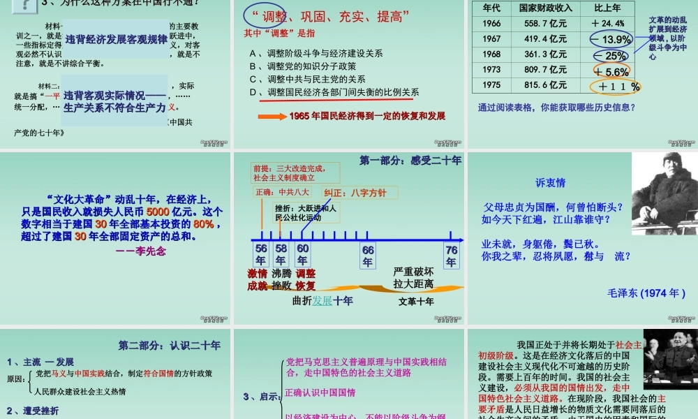 2007学年浙江省高一历史专题三 中国社会主义建设道路的探索 新课标 人民版 必修二