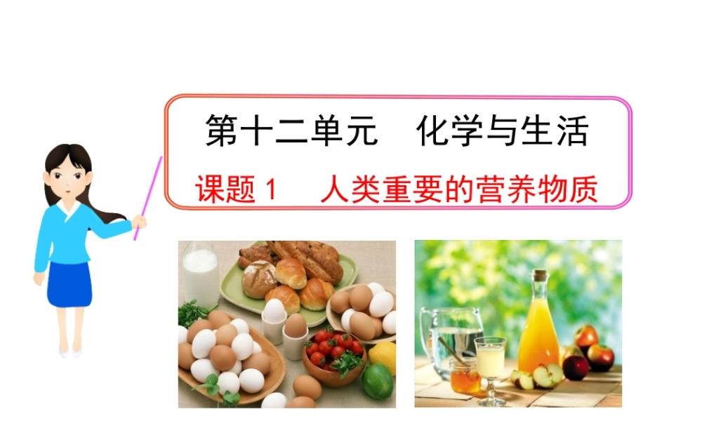 2013年九年级化学下册 第十二单元 课题1 人类重要的营养物质教学课件 新人教版（新课标）