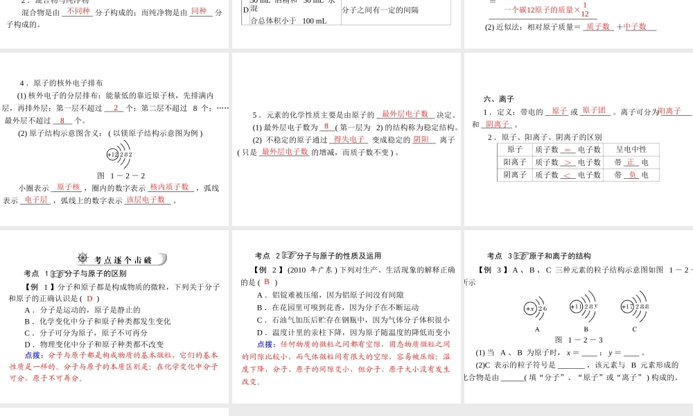 2012年中考化学复习资料 第2讲 构成物质的粒子课件