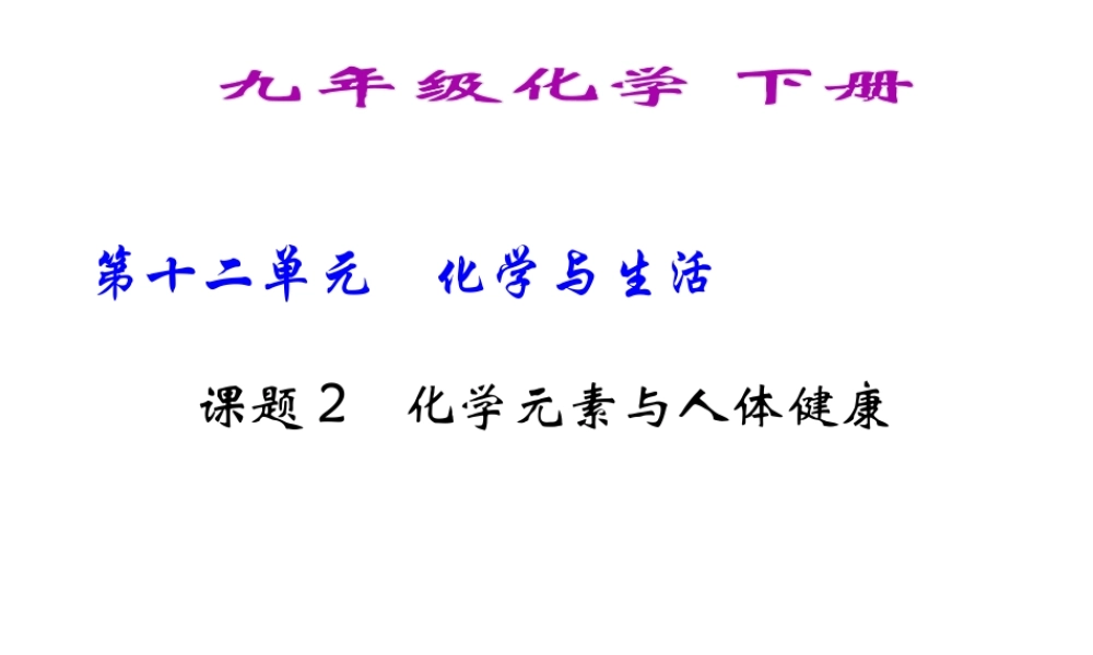 2013年九年级化学下册 第十二单元 课题2 化学元素与人体健康课件 新人教版