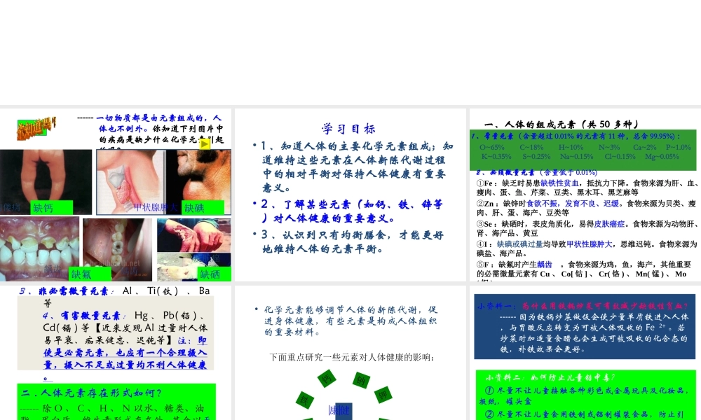 2013年九年级化学下册 第十二单元 课题2 化学元素与人体健康课件 新人教版