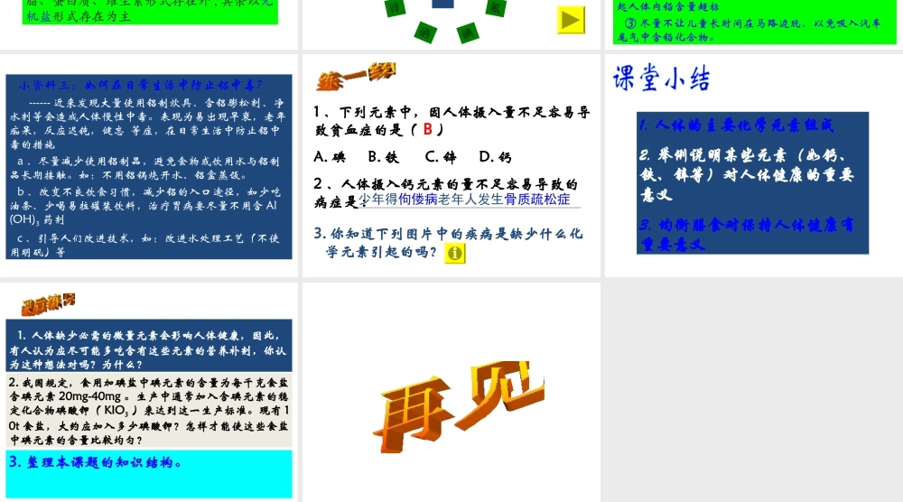 2013年九年级化学下册 第十二单元 课题2 化学元素与人体健康课件 新人教版