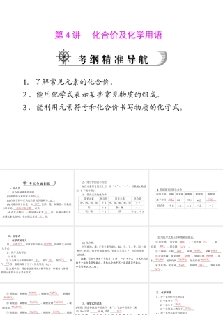 2012年中考化学复习资料 第4讲 化合价及化学用语课件