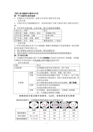 【第七章 细胞的分裂和分化】