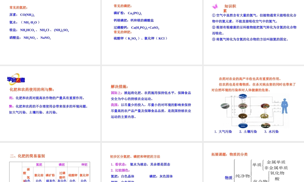 2013年九年级化学下册 第十一单元 课题2 化学肥料教学课件 新人教版（新课标）