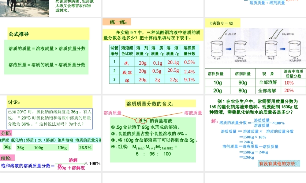 2013年九年级化学下册 溶 液浓度课件