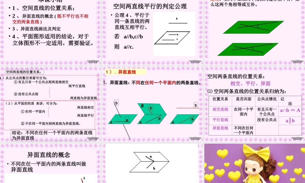 2007年江苏地区高一数学空间直线 苏教版 必修2