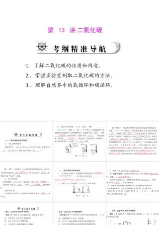 2012年中考化学复习资料 第13讲 二氧化碳课件
