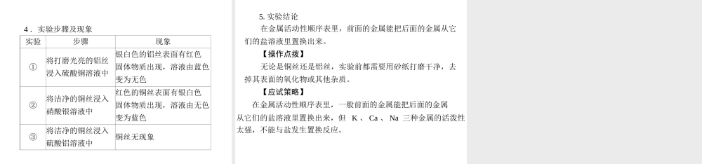2012年中考化学复习资料 第15讲 金属的化学性质及活动性顺序课件