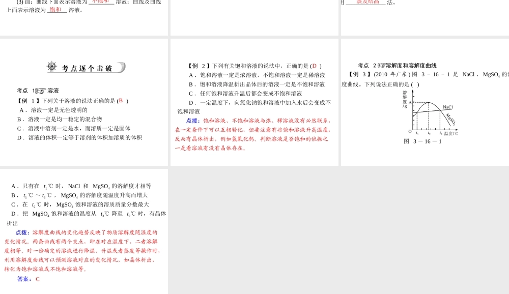 2012年中考化学复习资料 第16讲 溶液　溶解度课件
