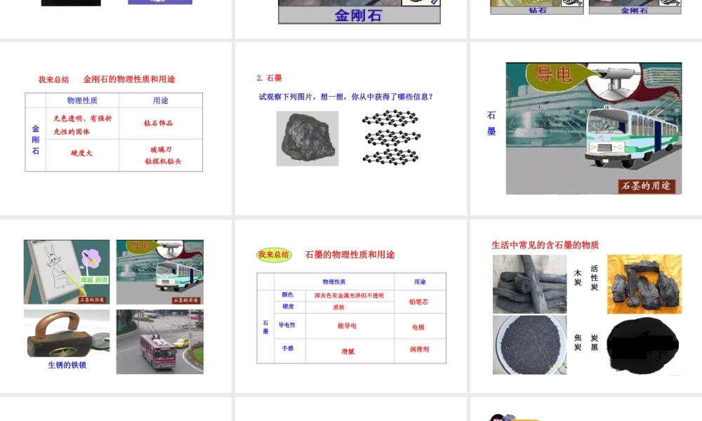 2013年秋九年级化学上册 第六单元 课题1 金刚石、石墨和C60教学课件 （新版）新人教版