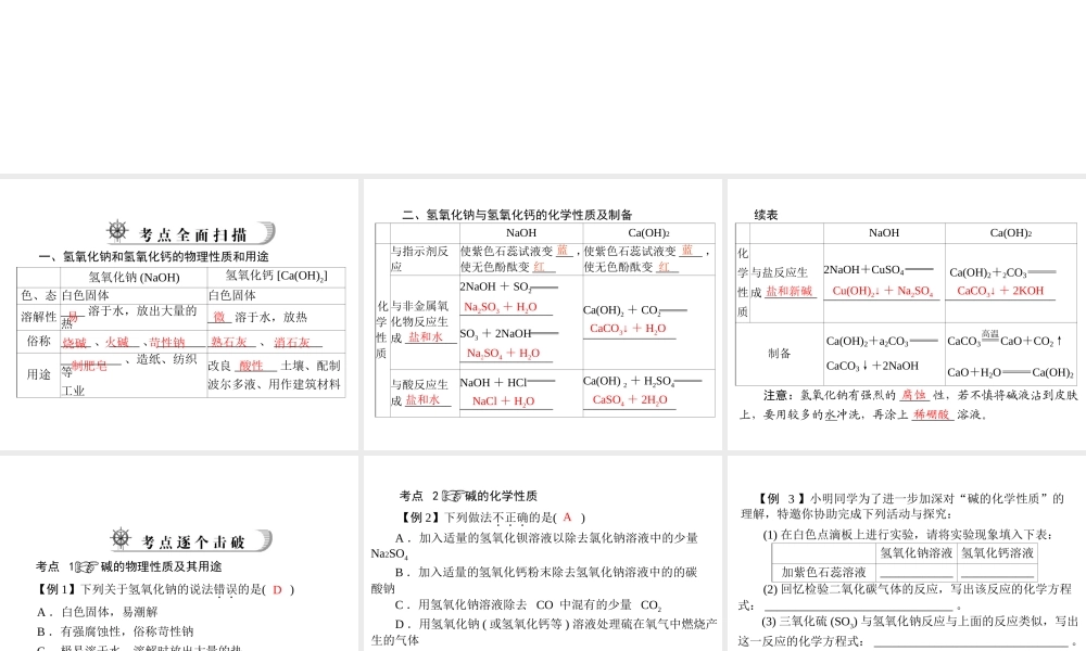 2012年中考化学复习资料 第19讲 常见的碱课件