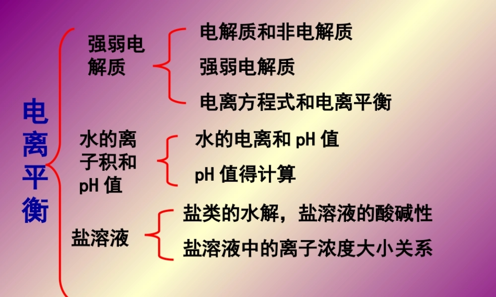 2007年浙江省高二化学电离平衡复习课 新课标 人教版
