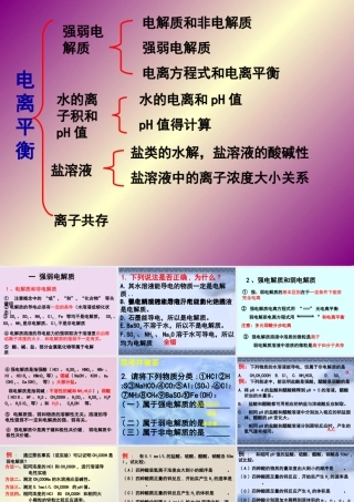 2007年浙江省高二化学电离平衡复习课 新课标 人教版