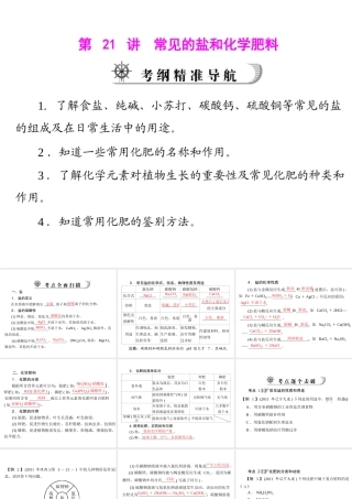 2012年中考化学复习资料 第21讲 常见的盐和化学肥料课件