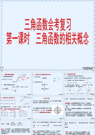 2007年高二数学三角函数会考复习1三角函数的相关概念