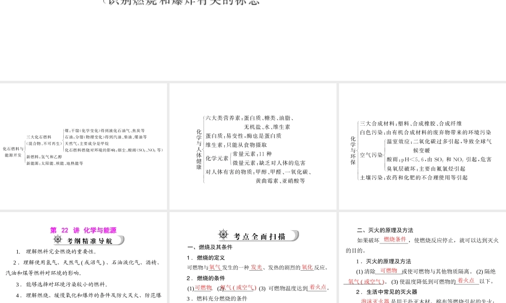 2012年中考化学复习资料 第22讲 化学与能源课件