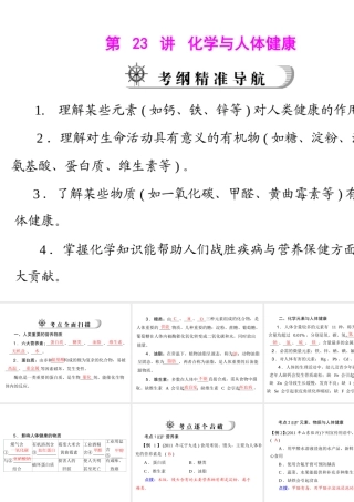 2012年中考化学复习资料 第23讲 化学与人体健康课件
