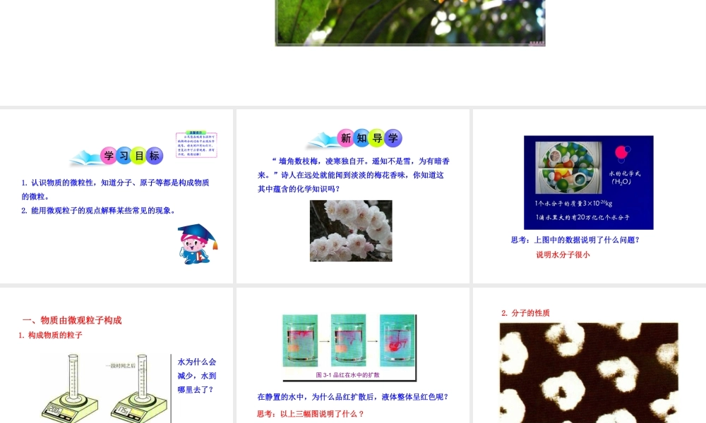 2013年秋九年级化学上册 第三单元 课题1 分子和原子教学课件 （新版）新人教版