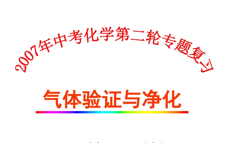 2007年安徽省九年级化学专题辅导 气体的验证与净化 新课标 人教版