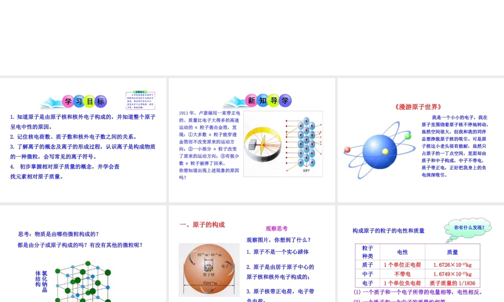 2013年秋九年级化学上册 第三单元 课题2 原子的结构教学课件 （新版）新人教版