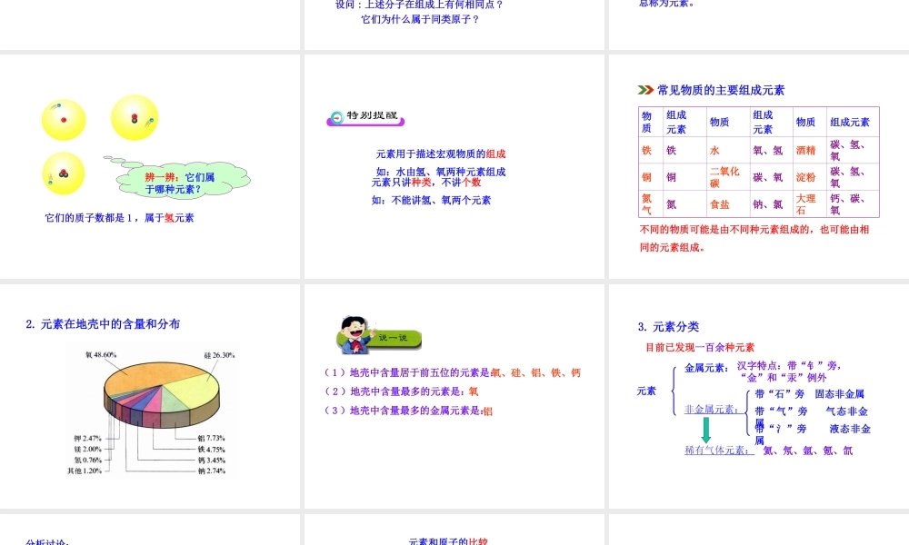 2013年秋九年级化学上册 第三单元 课题3 元素教学课件 （新版）新人教版