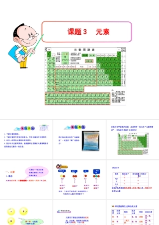 2013年秋九年级化学上册 第三单元 课题3 元素教学课件 （新版）新人教版