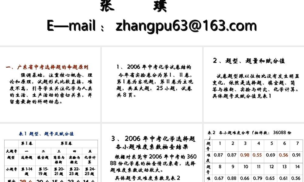 2007年中考化学选择题备考策略