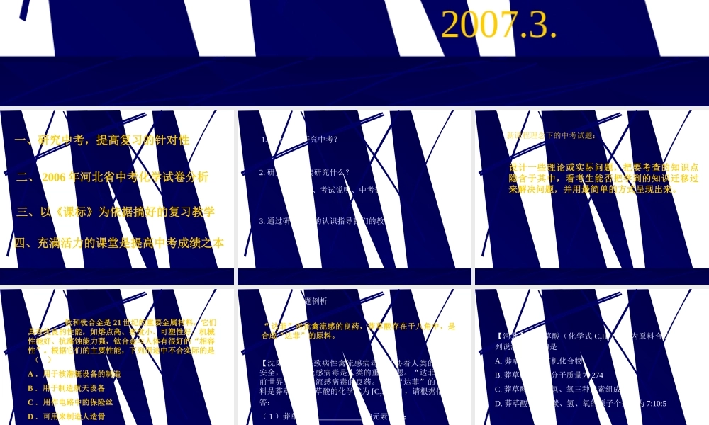 2007年中考化学学复习研讨会资料