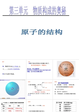 2013年秋九年级化学上册 第三单元 物质构成的奥秘 课题2 原子的结构精品课件 （新版）新人教版
