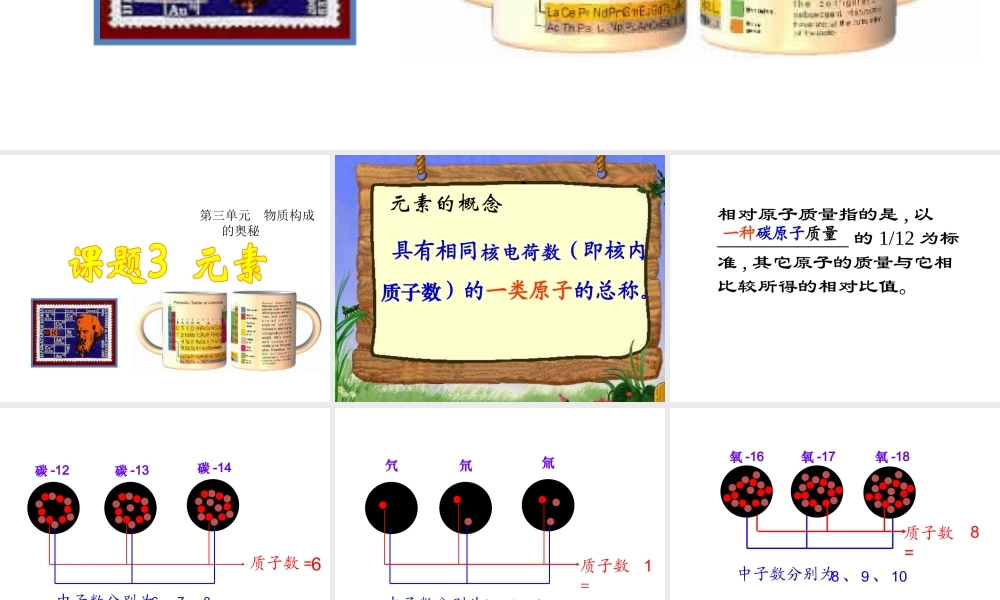 2013年秋九年级化学上册 第三单元 物质构成的奥秘 课题3 元素精品课件 （新版）新人教版