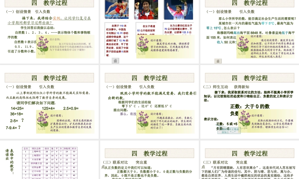 2008年河南地区七年级数学正数和负数说课