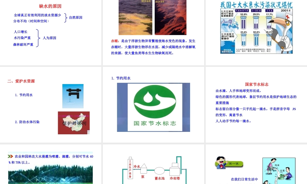 2013年秋九年级化学上册 第四单元 课题1 爱护水资源教学课件 （新版）新人教版